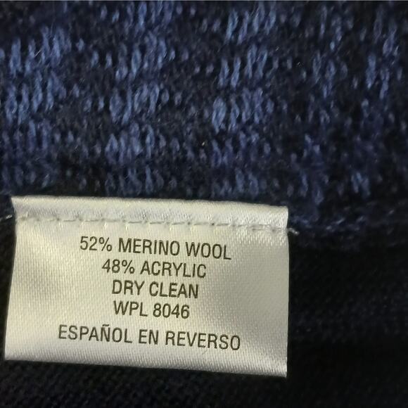 Club Room Men's Sweater Size Large Blue Merino Wool Stretch Academia Grandpacore - Picture 6 of 6